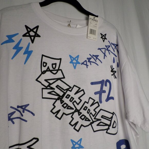 FWRD Denim White Graffiti Fashion Tee Mens Sz XL NWT - Picture 4 of 14
